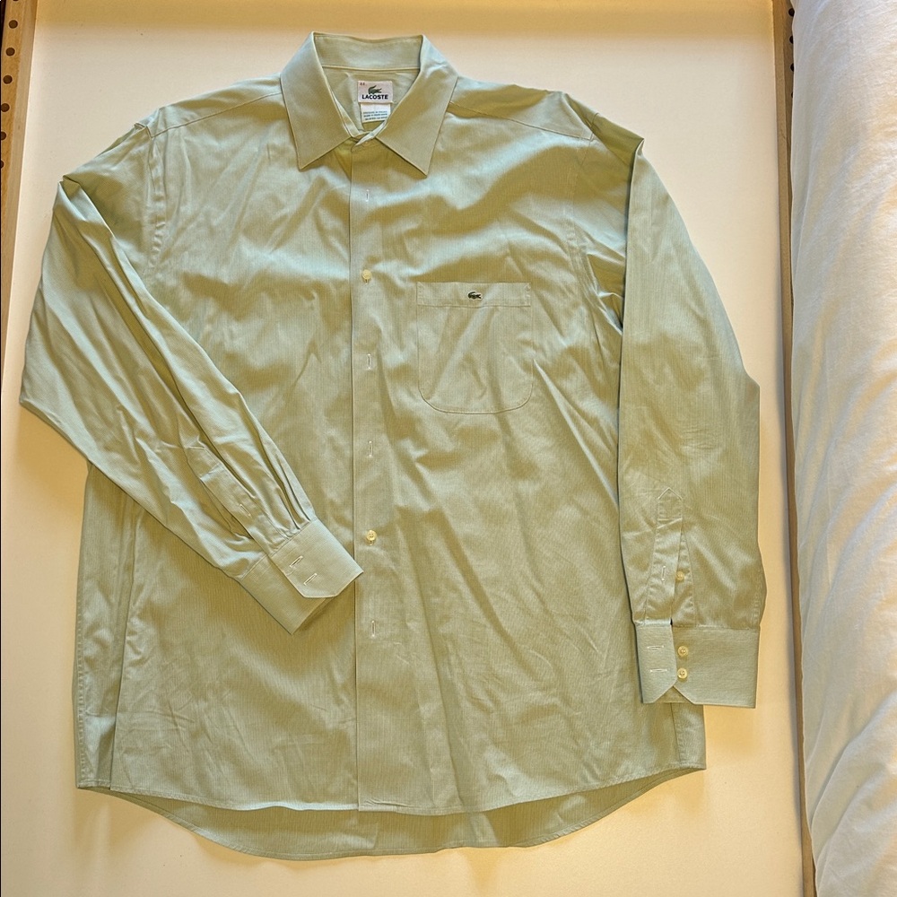 Lacoste Men's Light Green Dress Shirt Size 44